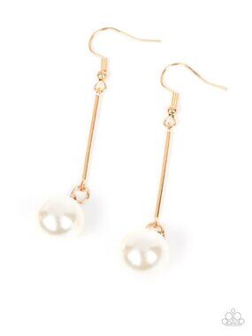 Paparazzi Pearl and Gold Dangle Earrings (ED286)